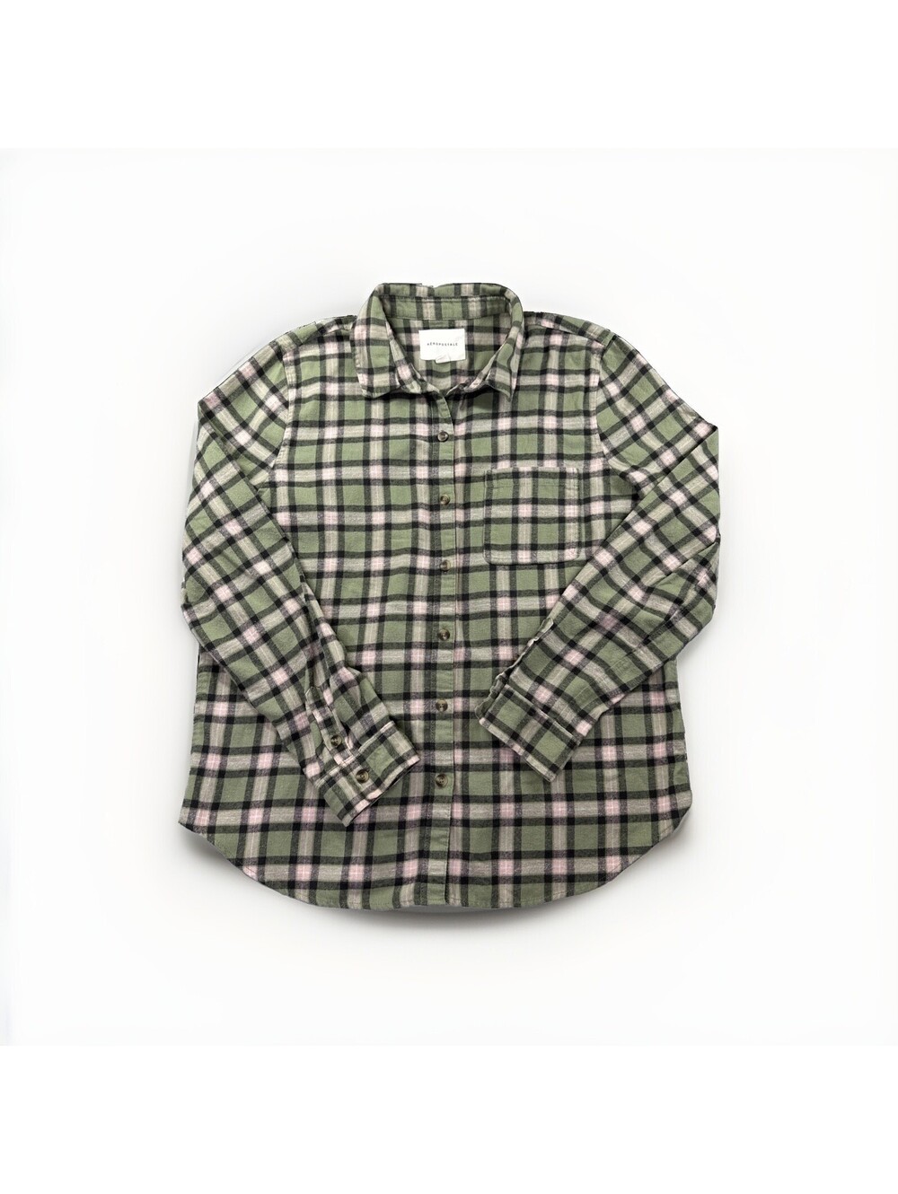 Aeropostale Plaid Flannel Shirt Womens Size XL Long Sleeve Button Up